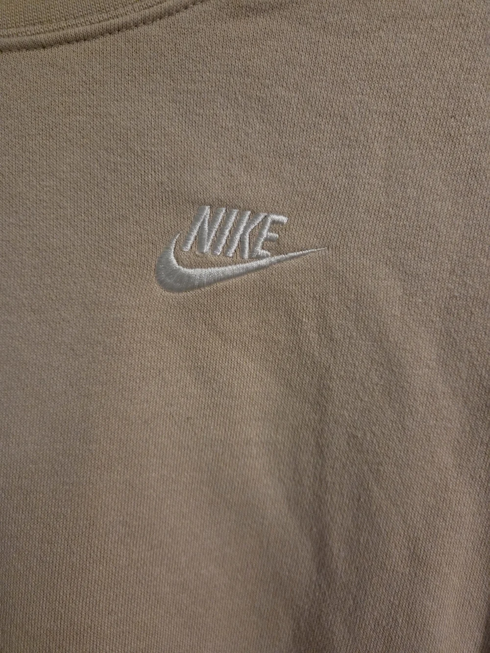 Nike Women's Club Fleece Crewneck Sweatshirt in Beige with White Swoosh-XS (0-2)